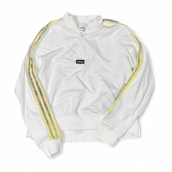 Adidas White and Yellow Stripe Quarter Zip - Picture 1 of 1